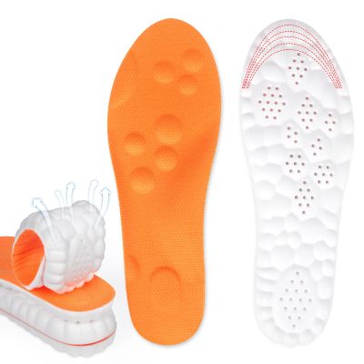 Steppers Insoles for Men & Women, 4D Memory Foam Cloud Footstr Insoles with Arch Support, Comfortable & Breathable Massage Shoe Inserts for Foot Pain & Fatigue (Orange, US M 11.5-13)