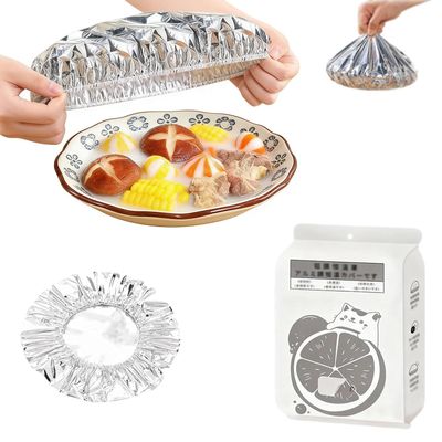 Reusable Aluminum Foil Food Covers, 120Pcs Pop-Up Tin Foil Food Insulation Cover, Aluminum Foil Heat Retaining Cover for Kitchen, Adjustable Foods Storage Covers for Any Plate or Bowl