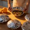 Reusable Aluminum Foil Food Covers, 120Pcs Pop-Up Tin Foil Food Insulation Cover, Aluminum Foil Heat Retaining Cover for Kitchen, Adjustable Foods Storage Covers for Any Plate or Bowl view 2