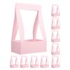 KOMBIUDA 10pcs Pink Paper Bouquet Boxes with Handle Floral Boxes for Arrangements for Packaging for Florists and Events view 1
