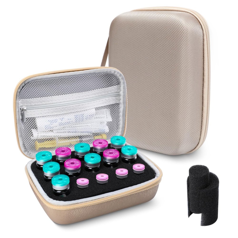 15 Slots Insulin Vial Protector Case Fits Standard 1ml 3ml 5ml and 10ml Vials Insulin Vial Organizer Bag Fridge Protector Holder for Diabetics Adjustable