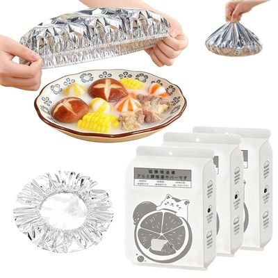Reusable Aluminum Foil Food Covers, 120Pcs Pop-Up Tin Foil Food Insulation Cover, Aluminum Foil Heat Retaining Cover for Kitchen, Adjustable Foods Storage Covers for Any Plate or Bowl
