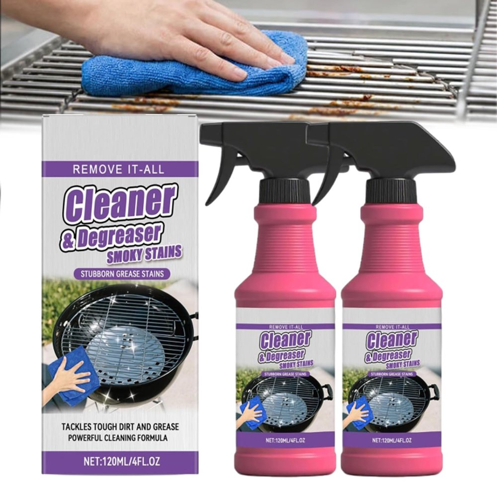 Fast-Acting Heavy-Duty Grill Degreaser Spray, BBQ Grill Cleaner, Grill Cleaner for Outdoor Grills, Heavy Duty Degreaser Cleaner Spray (2PCS)