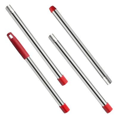Zerodeko Replacement Mop Pole Handle 4-Section Red Plastic Threaded Mop Stick with Stainless Steel Broom Rod Universal Household Floor Cleaning