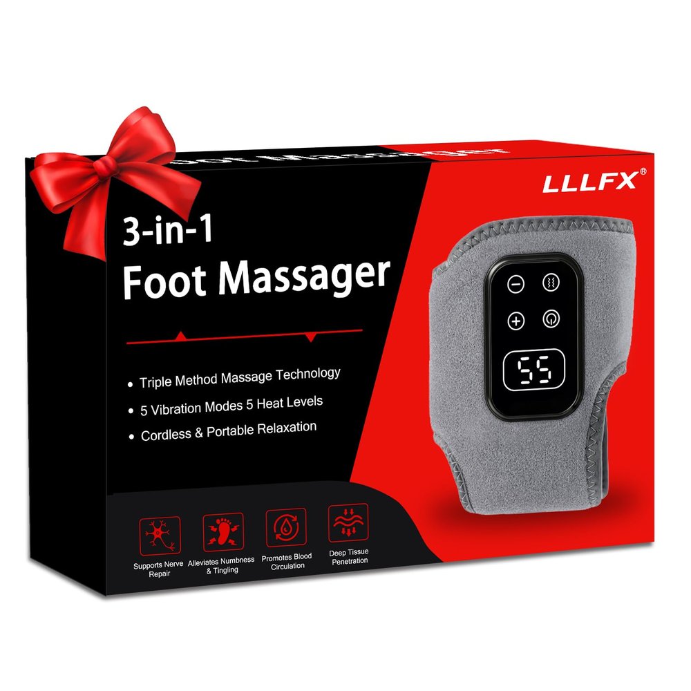 1 -Pack 2026 Upgraded Neuropathy Foot Massager Plantar Fasciitis Relief, 5 Vibration Modes and 5 Heating Levels, Wireless and PortableGrey