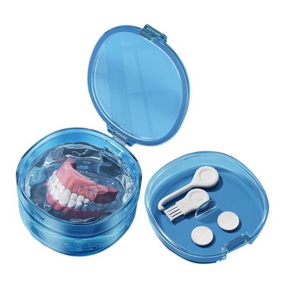 Denture Bath Case | Portable Slim Leak Proof Soaking Container | Tooth Box | For Soaking Cleaning Rinsing Travel Bathroom Man Woman Kids Children