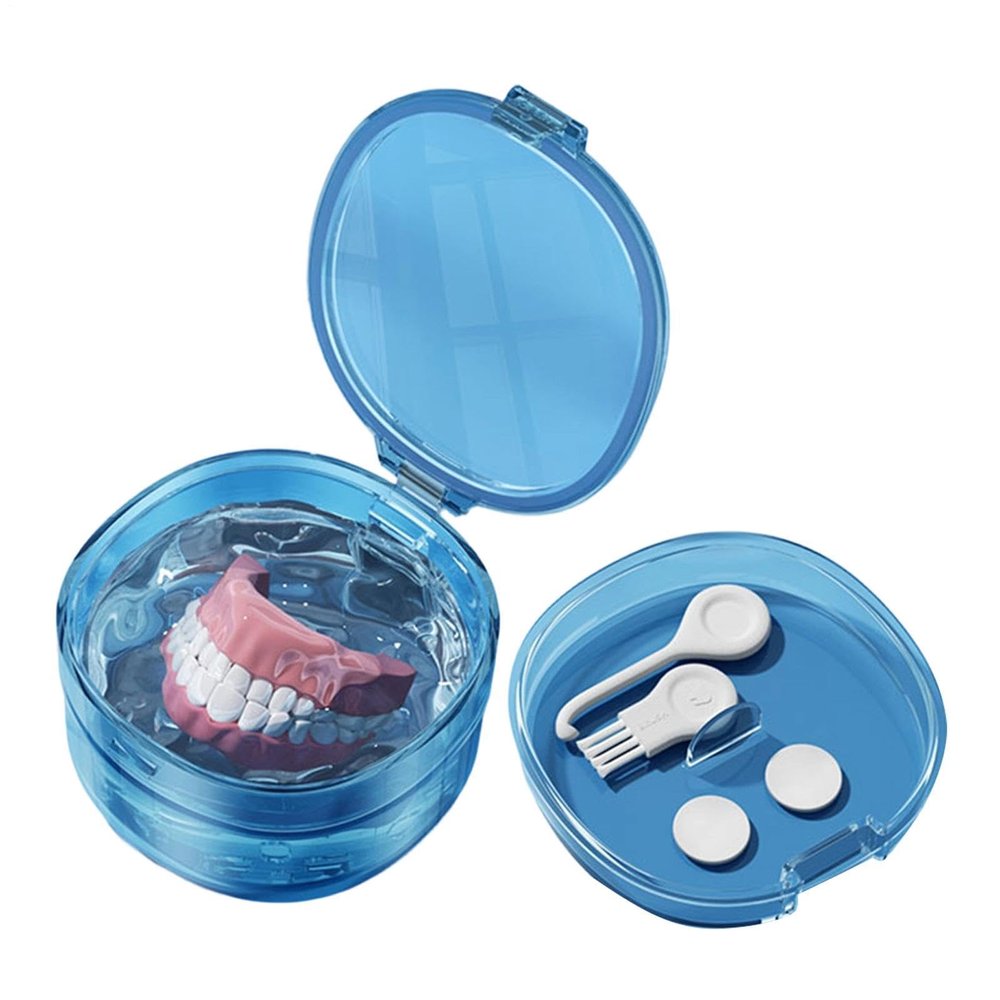 Denture Bath Case | Portable Slim Leak Proof Soaking Container | Tooth Box | For Soaking Cleaning Rinsing Travel Bathroom Man Woman Kids Children