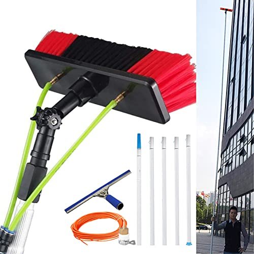 WXPWAMZ Telescopic Glass Cleaning Brush26 Foot Window Cleaning Water Fed Poles Solar Panel Cleaning Equipment Conservatory Roof Cleaner Brush Squeegee/8m Pole/30cm Brush Head