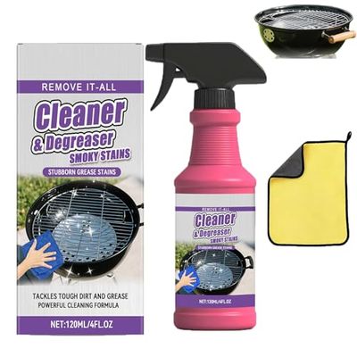 Vinowg Fast-Acting Heavy-Duty Grill Degreaser Spray - 120ml BBQ Grill Cleaner, Heavy Duty BBQ Grills Degreaser Cleaner Spray, Smoky Stains, And Stubborn Grease (1Pcs)