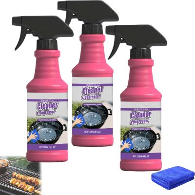Fast-Acting Heavy-Duty Grill Degreaser Spray, 120 ML BBQ Heavy Duty Degreaser Grill Cleaner Spray, Grills Cleaner Spray For Outdoor Grills (3pcs)