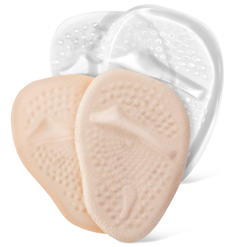 LALADEFIEE Ball of Foot Cushion Pads 2 Pairs Gel Heel Cushion Inserts Non-Slip Shoe Inserts for High Heels Comfort Foot Pads with Self-Adhesive Backing, Medium Size, Suitable for Womens