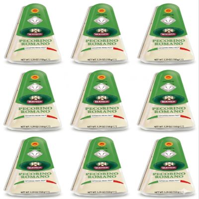 BERTOZZI Pecorino Romano DOP Cheese Wedges | 3lb Bulk Pack (9x5.3oz) | 100% Sheep's Milk | High Protein & Calcium | Authentic Italian Grating Cheese Imported from Italy