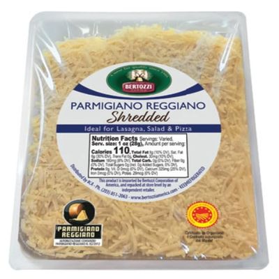 BERTOZZI Parmigiano Reggiano DOP Shredded Cheese Tray | 1 Pound Professional Grade for Home & Catering | No Fillers or Anti-Caking Agents | High Protein & Calcium | Imported from Italy