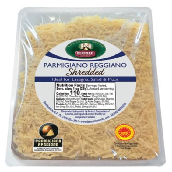 BERTOZZI Parmigiano Reggiano DOP Shredded Cheese Tray | 1 Pound Professional Grade for Home & Catering | No Fillers or Anti-Caking Agents | High Protein & Calcium | Imported from Italy