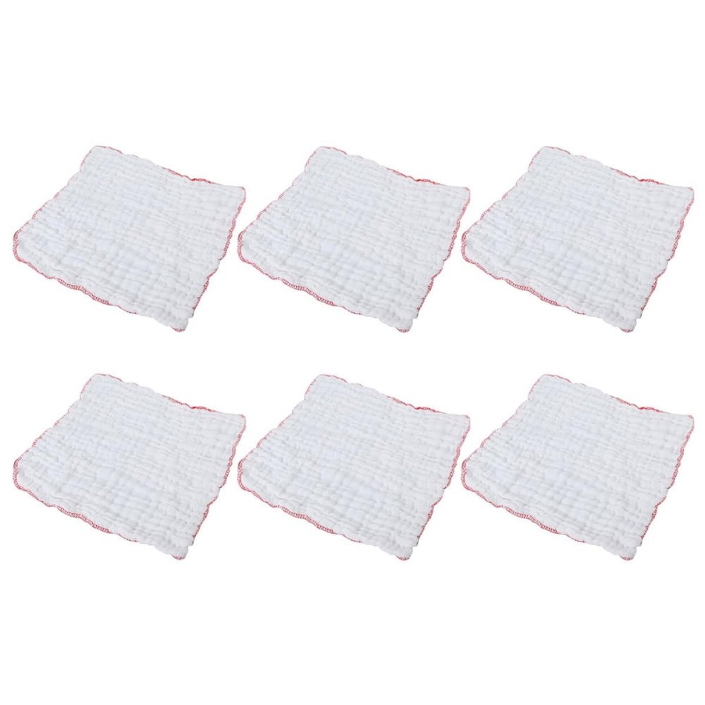 Cabilock 6pcs White Cotton Kitchen Dish Cloths 12-Layer Thick Muslin Wiping Towels Absorbent, Lint-Free, Oil-Resistant Multipurpose Washcloths for Home and Care