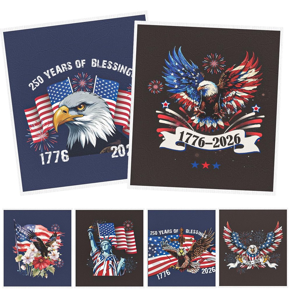 InIsaJace Swedish Dishcloths for Kitchen, 6PCS 250 Anniversary USA Swedish Dish Cloths Gift, Patriotic 1776-2026 Reusable Absorbent Dish Towel for Home Cleaning(7.8 X 7 Inches)