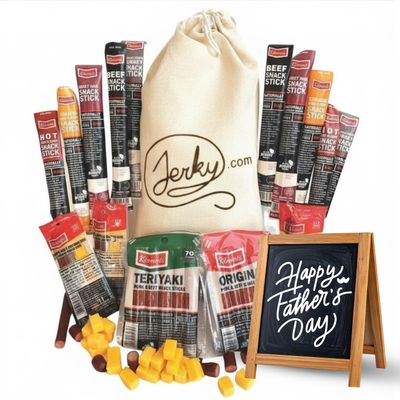 Jerky.com 26pc Beef Jerky Gifts For Men - Fathers Day Gift for Dad - Meat And Cheese Gift Baskets, Gifts For Men Who Have Everything With Beef Jerky Variety Pack - Mens Gifts, Gifts For Dads & Care Package, Fathers day Gift Baskets