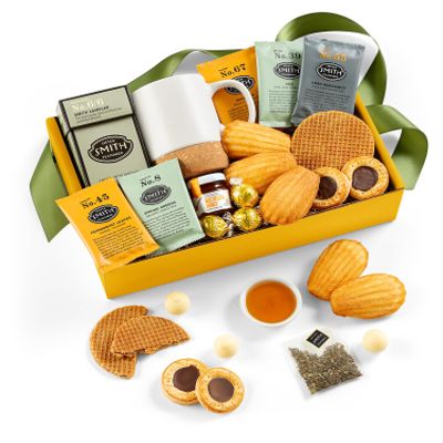 Artisan Tea Gift Basket | GiftTree | With Ceramic Mug, Steven Smith Tea Sampler, Gourmet Cookies & Chocolates Premium Tea Lover Gift Box for Birthdays, Thank You & Corporate Gifts