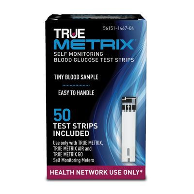 TRUE METRIX Self Monitoring Blood Glucose Test Strips, Health Network Only (HNO), for TRUE METRIX Family of Blood Glucose Meters, Value Pack, 50 Count