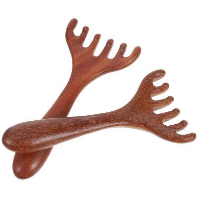 HOODANCOS 2pcs Wooden Scalp Massager Gua Sha Rake Manual Hair and Facial Massage Tool for Stress Relief and Relaxation, Portable Handheld Comb for Scalp and Eye Massage