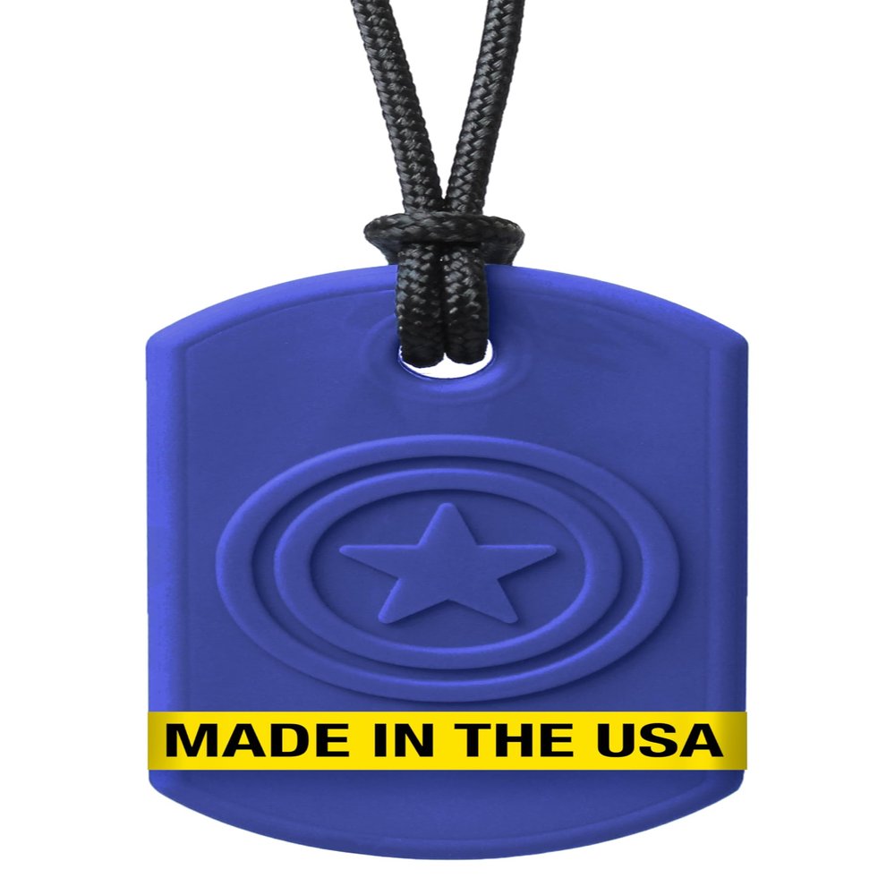 ARK Super Star, Chew Necklaces for Sensory Kids and Adults, Oral Fidget for Autism, ADHD, SPD, Anxiety, Medical-Grade Sensory Chew Necklace, Standard, Softest, Dark Blue