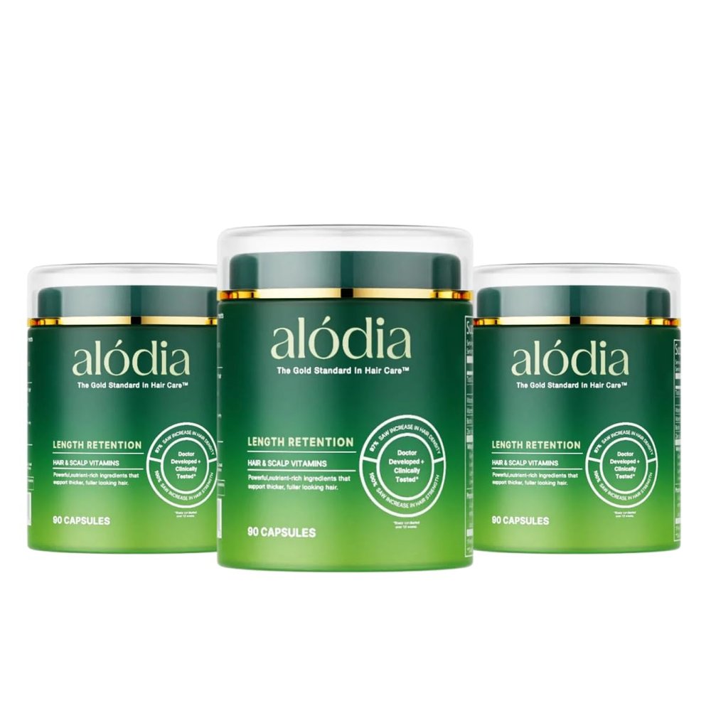 ALODIA Hair and Scalp Vitamins - Vegan Hair Growth Supplements for Women, Natural Formula with Biotin, Collagen, Ashwagandha & Saw Palmetto for Regrowth, Thickening and Scalp Health - 3 Pack