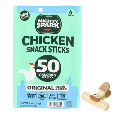 Mighty Spark Chicken Snack Sticks 4 oz Mighty Sparks Chicken Sticks Teriyaki Inspired Protein Snack Single Pack with bag clips