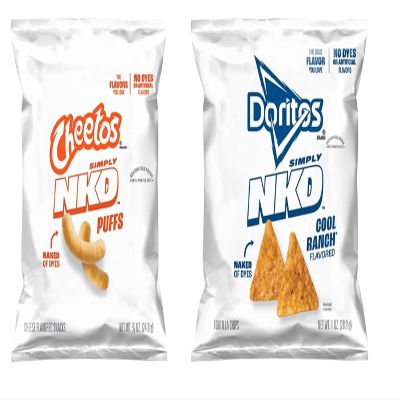 Cheetos & Doritos Simply NKD Chips No Dyes No Artificial Flavors Snack Size Bags - 4 bags (Cheetos Puffs 0.875oz & Doritos Cool Ranch 1oz)