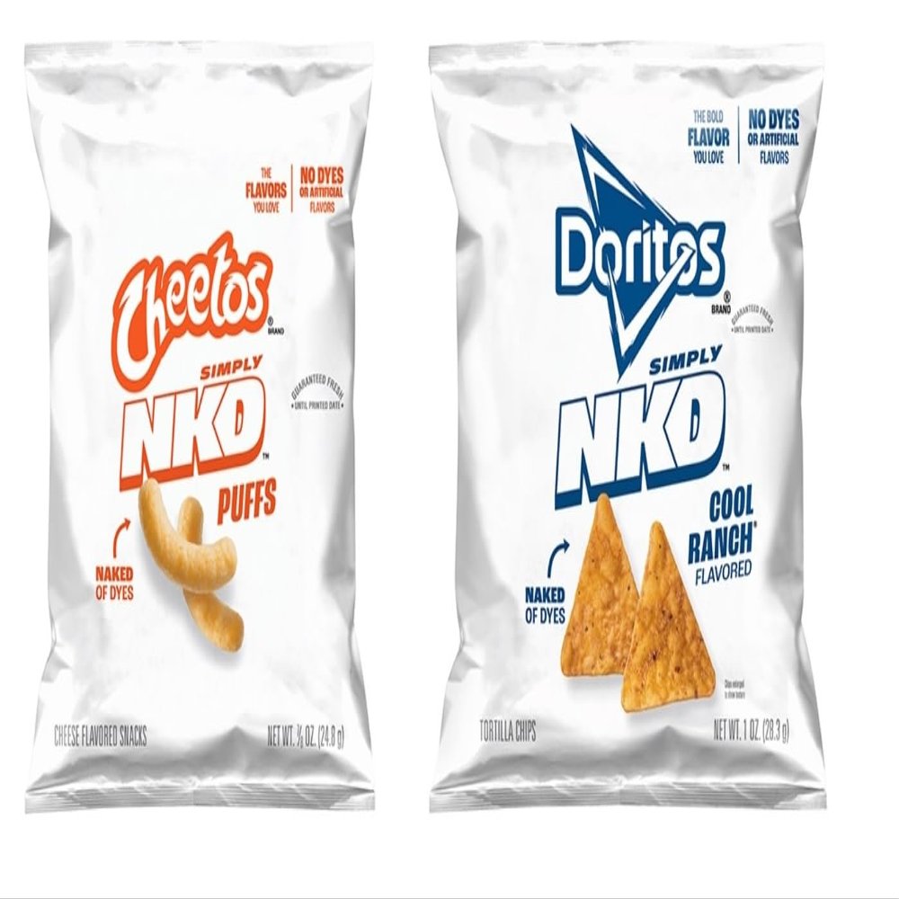 Cheetos & Doritos Simply NKD Chips No Dyes No Artificial Flavors Snack Size Bags - 4 bags (Cheetos Puffs 0.875oz & Doritos Cool Ranch 1oz)