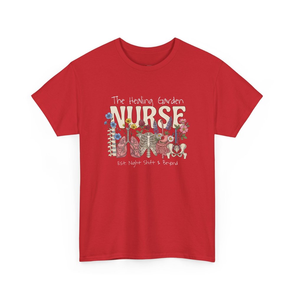 Tickle Stitch The Healing Garden Nurse | Floral Shirt for Women T-Shirt Red