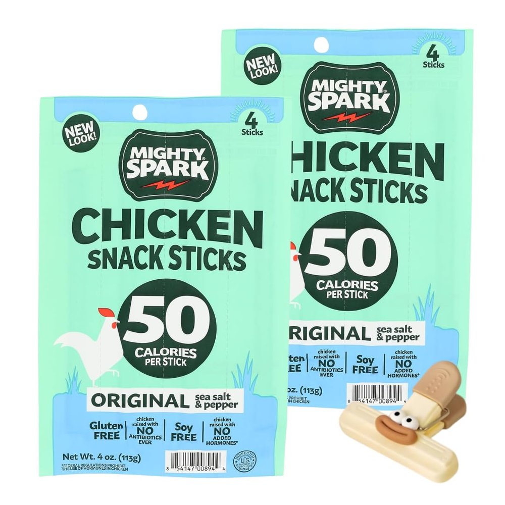 Mighty Spark Chicken Snack Sticks 4 oz Mighty Sparks Chicken Sticks Teriyaki Inspired Protein Snack 2 Pack with a Random Item