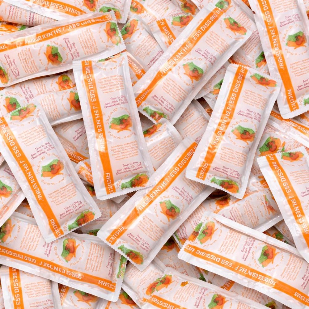 French Dressing Packets 50 Individual Single Serve Sachets | Portion Control Salad Dressing | Perfect for Lunches, Meal Prep, Takeout & Food Service