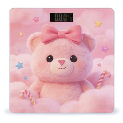 Pink Bow Bear Smart Body Weight, Highly Accurate Digital Weighing Scale with Large LCD Display, Durable Weight Scale for Home Use, Measures Weight Up to 400 Lb/180kg