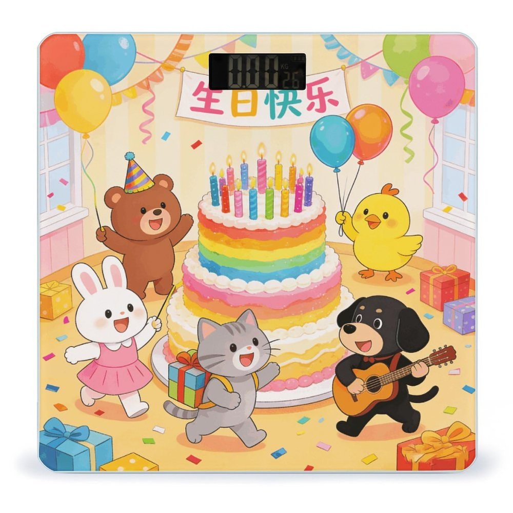 Happy Birthday Smart Body Weight, Highly Accurate Digital Weighing Scale with Large LCD Display, Durable Weight Scale for Home Use, Measures Weight Up to 400 Lb/180kg