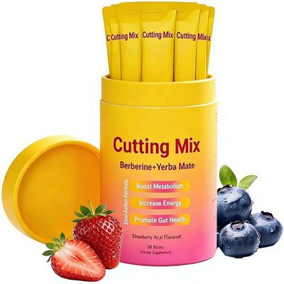 Cutting Drink Mix Berberine, Chromium, 5-HTP, Yerba Mate, Magnesium & FOS Strawberry Aai Flavor Sugar-Free, Vegan, Non-GMO 30 Individual Single-Serve Sticks