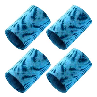 NineLife Basics 4 Pcs Sports Wristbands, Blue, Sweat Absorbent and Comfortable Polyester Wrist Bands, Suitable for Gym, Running, Cycling