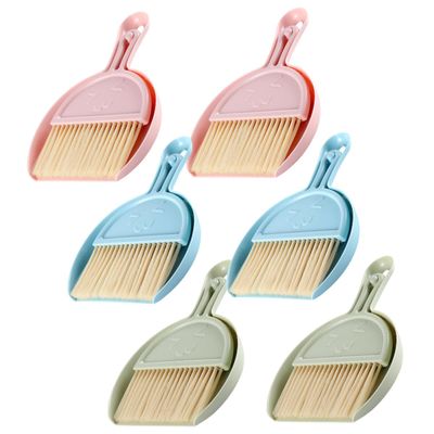 CATIEBYE Mini Broom and Dustpan Set 6pcs, Small Portable Desktop Cleaning Brush with Multi-Function Detail Brush for Keyboard, Car Vent, and Household Use