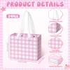 Ctosree 24 Pcs Pink Gingham Mini Gift Bags with Silk Handles, 4.72 x 2.36 x 3.94 Inches Small Paper Goodie Pack Bulk, Checkered Plaid Party Favor Bags for Candy Treats, Birthday Baby Shower Wedding view 2