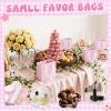 Ctosree 24 Pcs Pink Gingham Mini Gift Bags with Silk Handles, 4.72 x 2.36 x 3.94 Inches Small Paper Goodie Pack Bulk, Checkered Plaid Party Favor Bags for Candy Treats, Birthday Baby Shower Wedding view 3