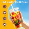 Huifany 100 Pack 24 oz Clear Plastic Iced Coffee Cups with Lids & Straws view 4