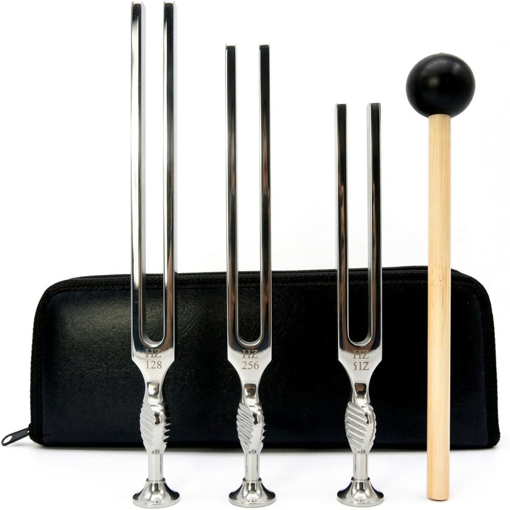 Gardiner Brown Tuning Forks Set for Healing, Medical Grade, Stainless Steel Tuning Forks, 128hz 256hz & 512hz, Sound Healing, Vibration Therapy, Set of 3