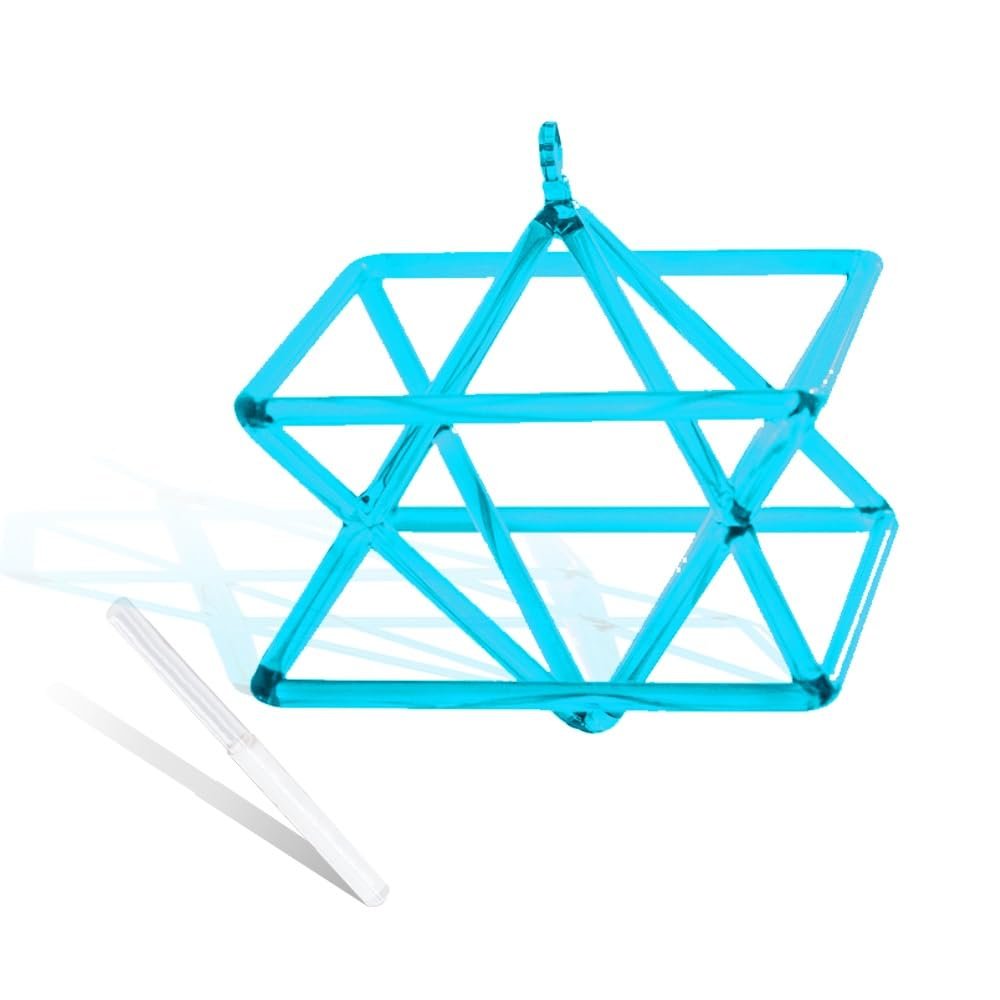 GFAZXDS Blue Transparent Hexagram Crystal Quartz Pyramid 5-10 Inch Mokaba Merkaba Sound Therapy Meditation Yoga Meditation Stress Relief Corner Frame Percussion Instruments Inclu,6 Inch