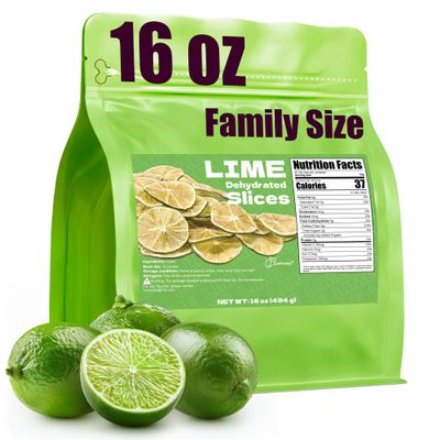 16oz Dehydrated Limes Slices, Dried lime Fruit for Cocktails Garnish Bulk
