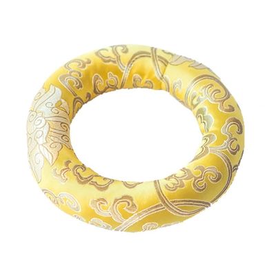 GFAZXDS Singing Bowl Cushion Silk Brocade Ring Cushion Pillow,Used for Crystal/Tibetan Singing Bowls,Singing Bowls Cushion,O-Ring,Buddhist Sound Bowl Pad,Yellow-e-12 inch 1 pc