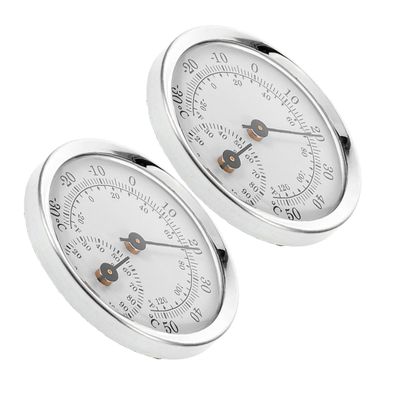 Alipis 2pcs Compact Mechanical Hygrometer Humidity Gauge for Cigar Humidor with Plastic Lens Silver White, Precision Temperature and Humidity Meter for Indoor Humidor Monitoring