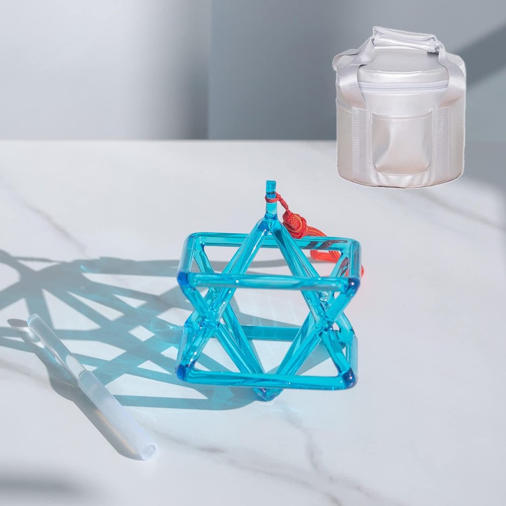 GFAZXDS Chakra Optically Blue Quartz Crystal Singing Merkaba Pyramid Healing Musical Instrument with Bag,Best Gift for Meditation Prayer,5 inch and Bag