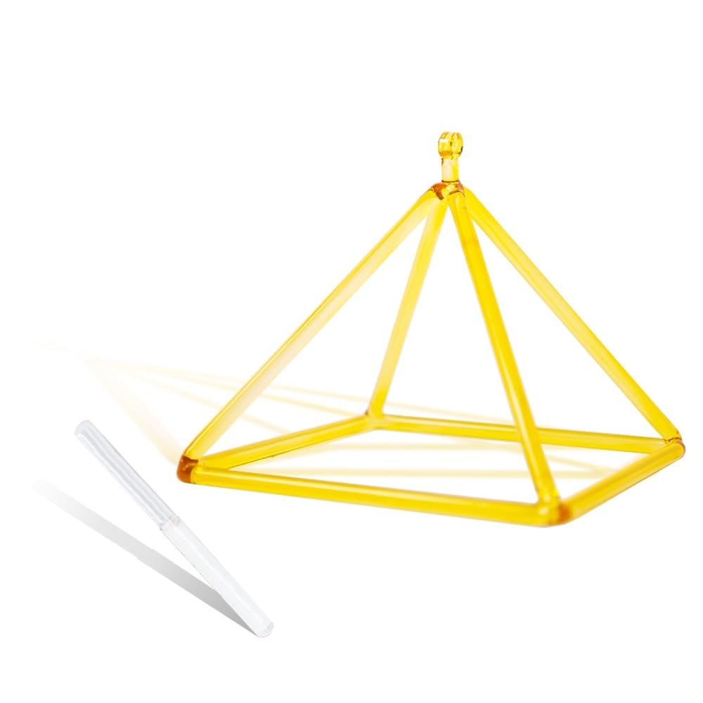 GFAZXDS Yellow Clear Crystal Quartz Pyramid 5-12 Inch Mokaba Merkaba Sound Therapy Meditation Yoga Meditation Stress Relief Corner Rack Percussion Instruments Including Crystal P,10 Inch