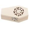 TIDTALEO Halloween Wooden Coffin Candy Box with Lid, Decorative Party Treats Container, Creative Hexagonal DIY Box with Spider Web Design for Halloween Party Supplies view 1