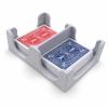 XJPONGC 4 Deck Canasta Playing Card Tray 2 Decks on Each Side Sorting Tray Organizes Plastic for Games Accessories No Swivel Base(Marble White) view 1