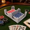 XJPONGC 4 Deck Canasta Playing Card Tray 2 Decks on Each Side Sorting Tray Organizes Plastic for Games Accessories No Swivel Base(Marble White) view 4